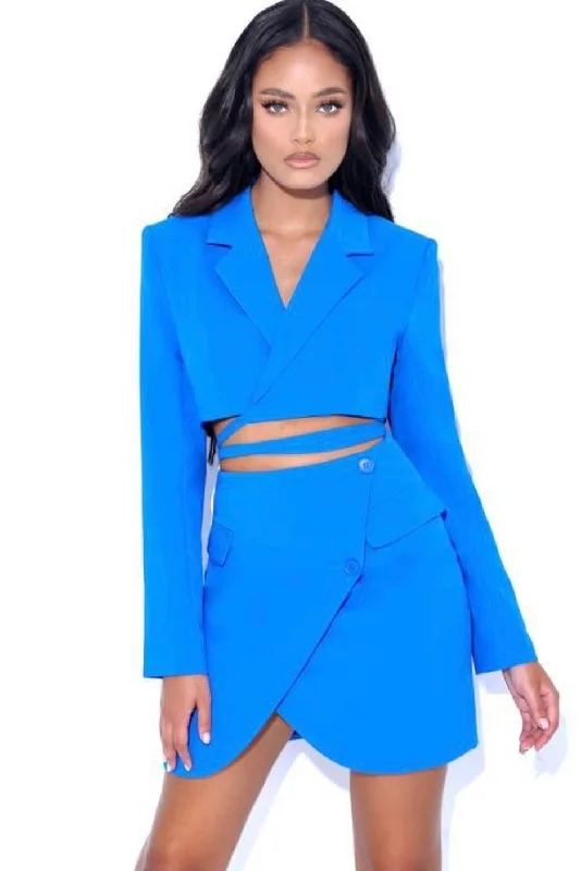 Valentine's Day Dresses for Romance -BLUE ASYMMETRICAL MINI SKIRT