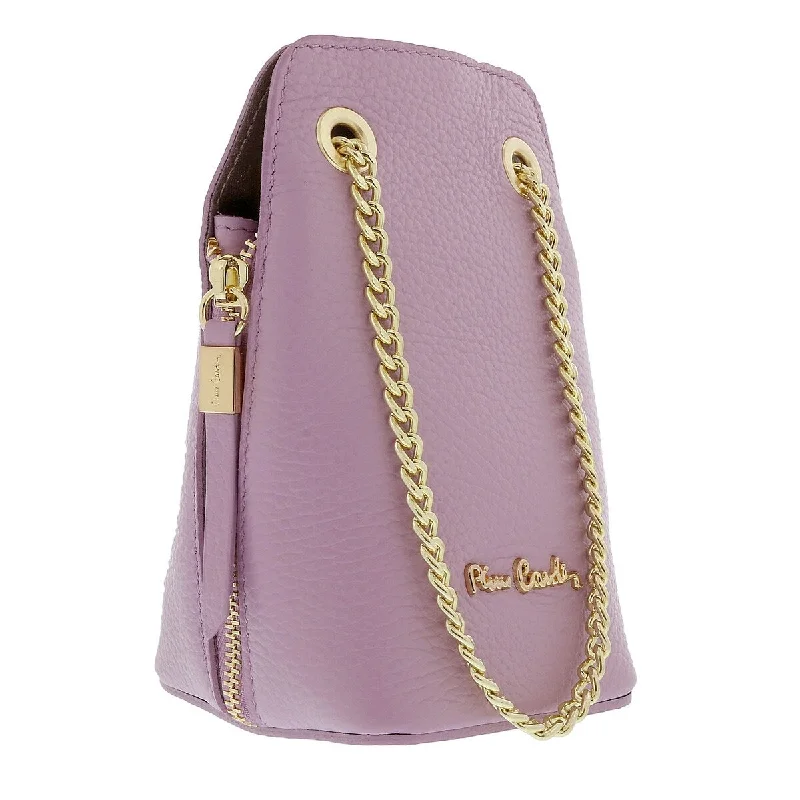 Handle bags with drawstring accents for style -Pierre Cardin Lilac Leather Curved Structured Chain Crossbody Bag for womens