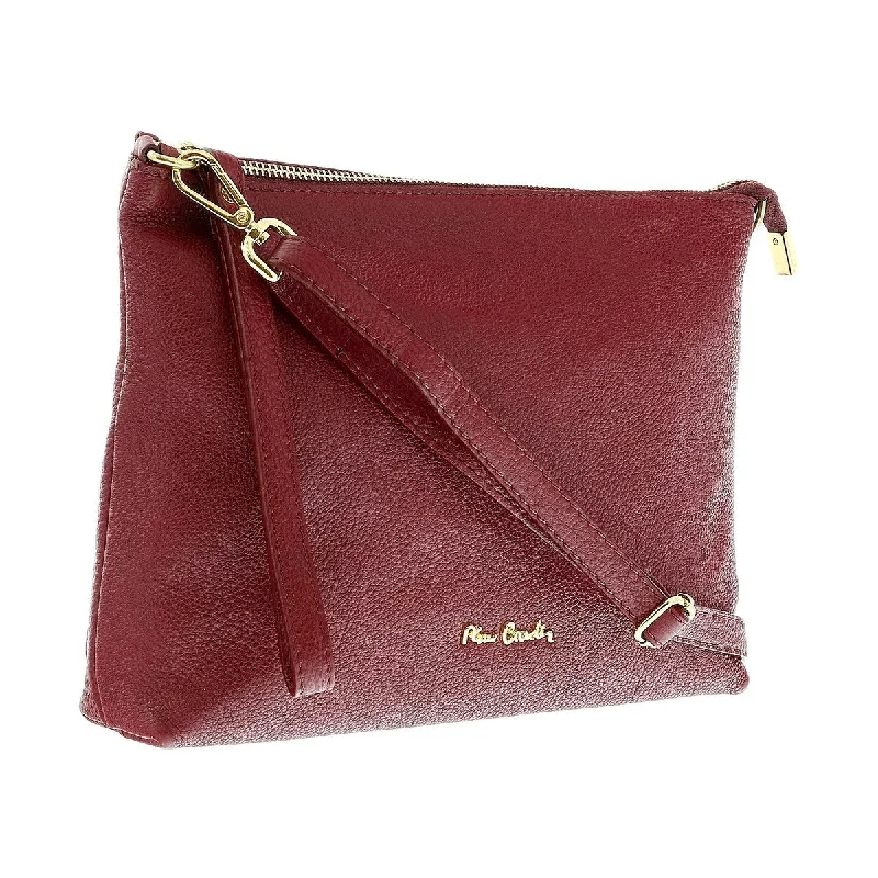 Handle bags with rustic leather for charm -Pierre Cardin Cherry Leather Simple Everyday Small Clutch Crossbody Pouch for womens