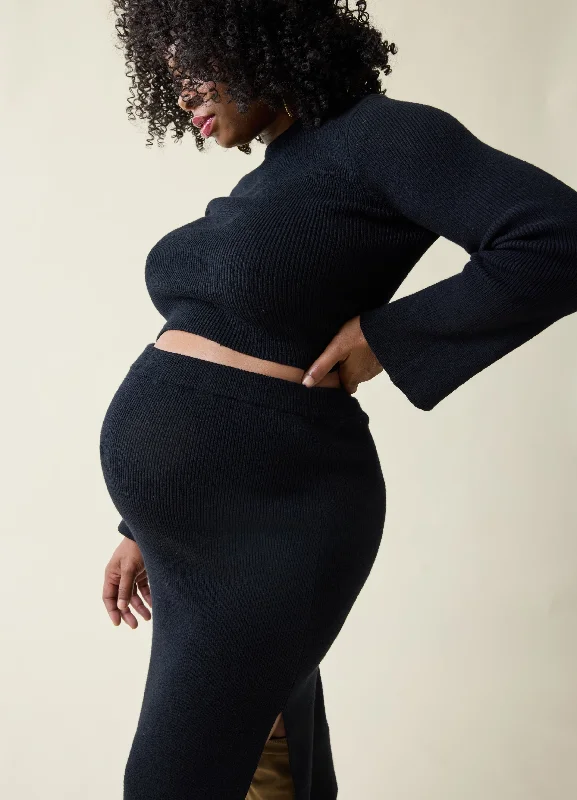 Retro Dresses for Throwback -The Mix + Mingle Black Maternity Midi Skirt Set