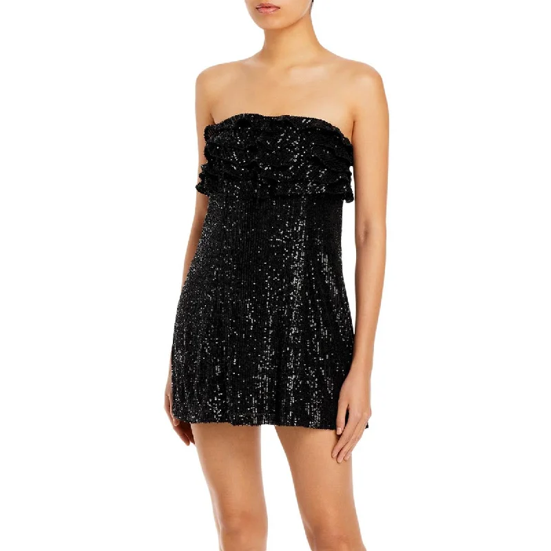 Cotton Dresses for Comfort -Free People Womens Frida Sequined Strapless Cocktail and Party Dress