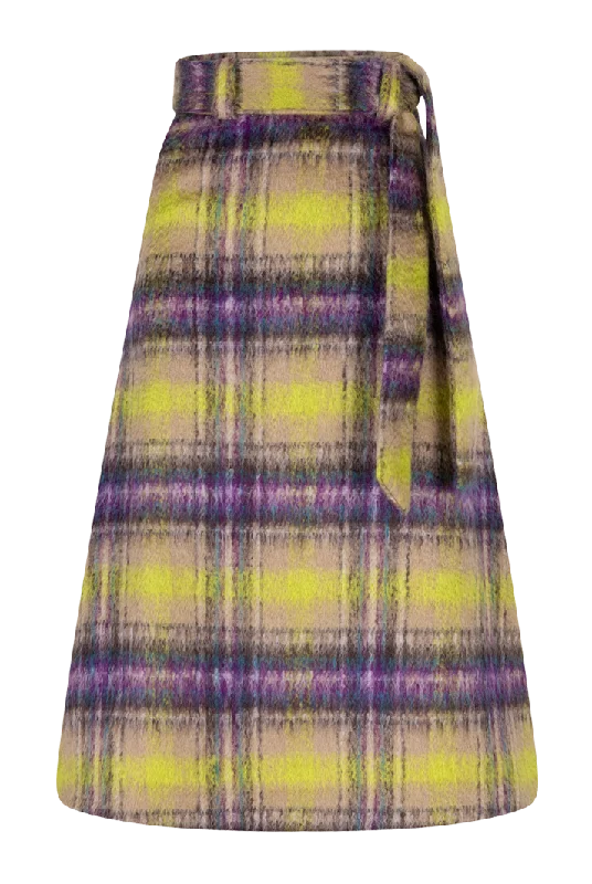 Flared Dresses for Retro -A-line Mohair checked skirt