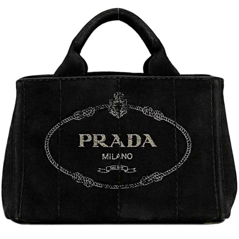 Handle bags with contrast stitching for detail -Prada  Canvas Handbag Tote Bag (Pre-Owned)