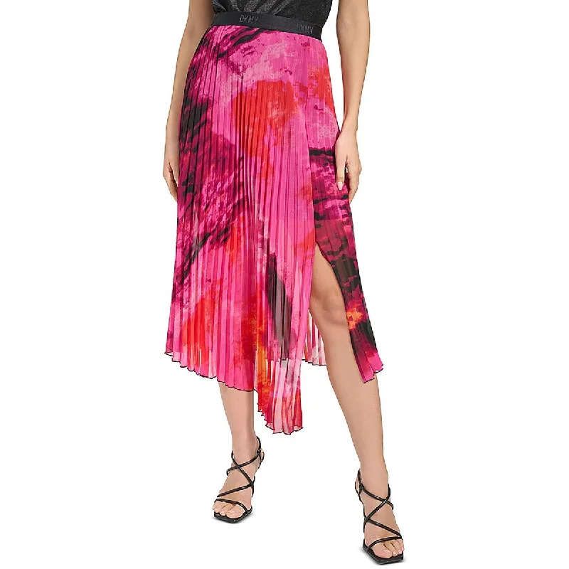 Flared Dresses for Retro -DKNY Womens Printed Midi Maxi Skirt