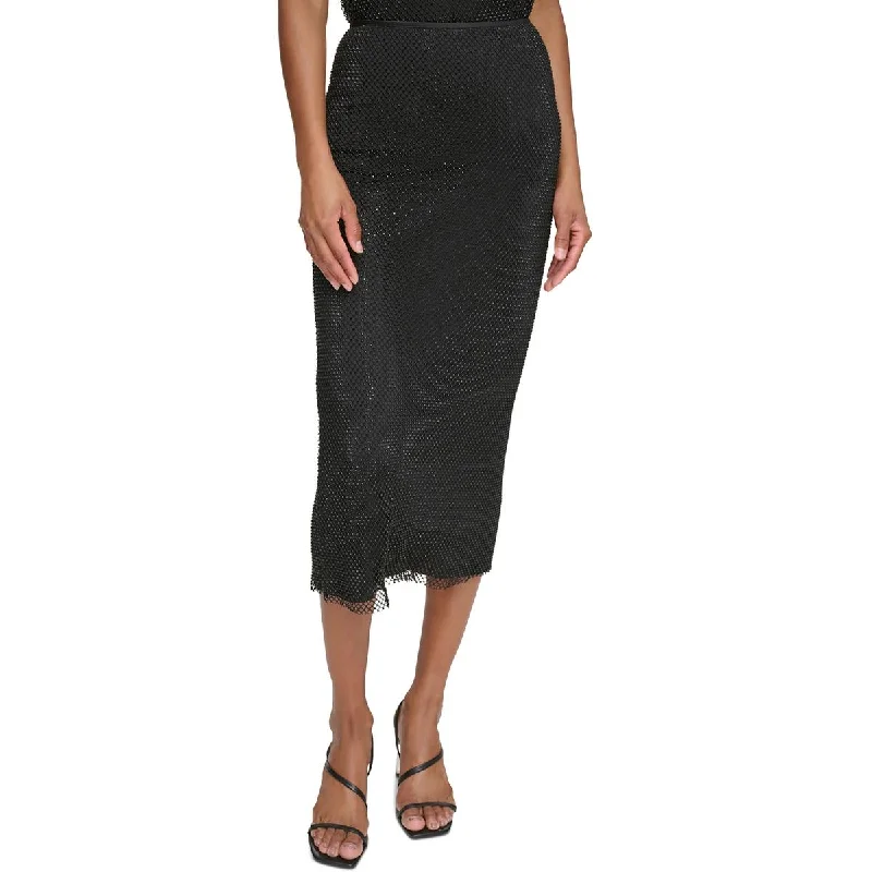 Belted Dresses for Shaping -Calvin Klein Womens Midi Mesh Pencil Skirt