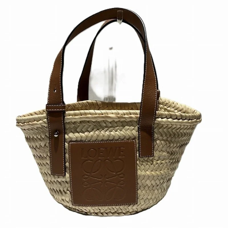 Handle bags with perforated details for style -Loewe   Raffia Leather Basket Tote Bag (Pre-Owned)