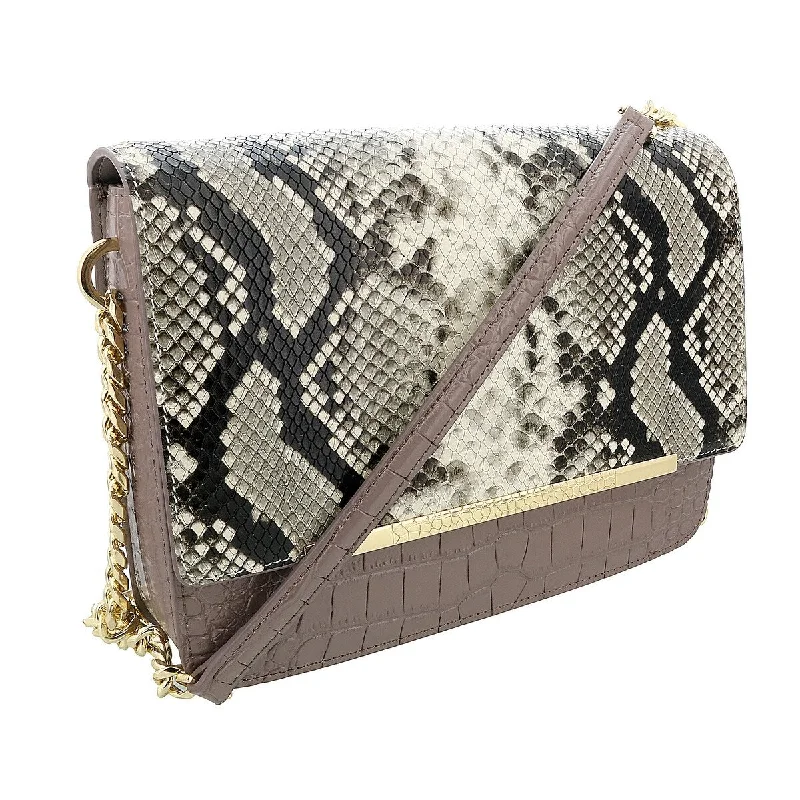 Handle bags with playful patterns for fun -Roberto Cavalli Class Taupe Large Milano Shoulder Bag for womens