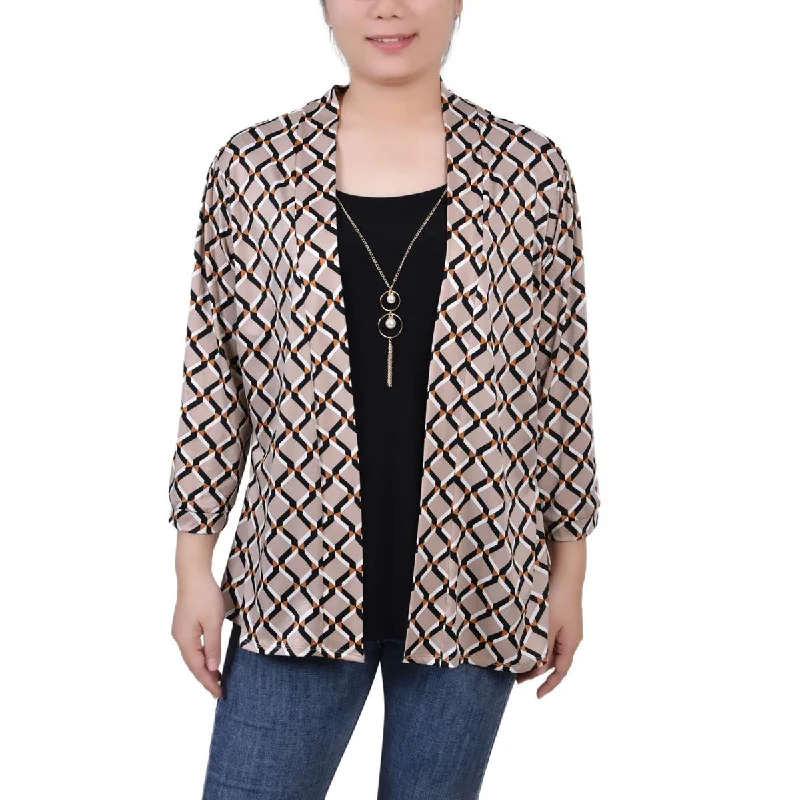 Gray - cardigan for a sophisticated and understated look -NY Collection Womens Petites Cardigan Layering Blouse