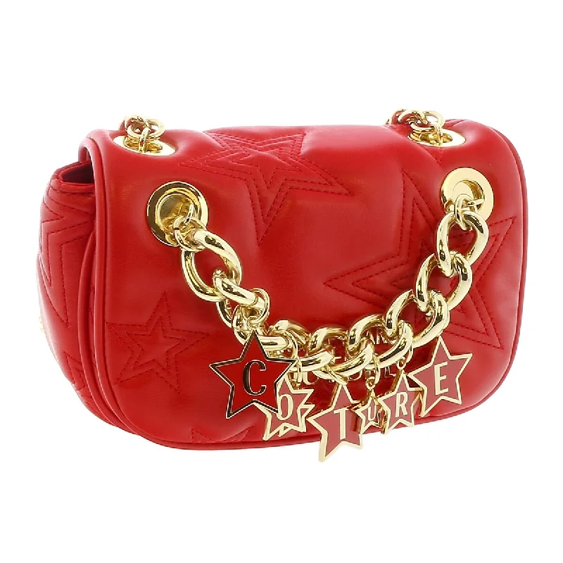 Handle bags with eco-friendly bamboo handles -Versace Jeans Couture Red Star Quilted Charm Embellished Crossbody Bag for womens