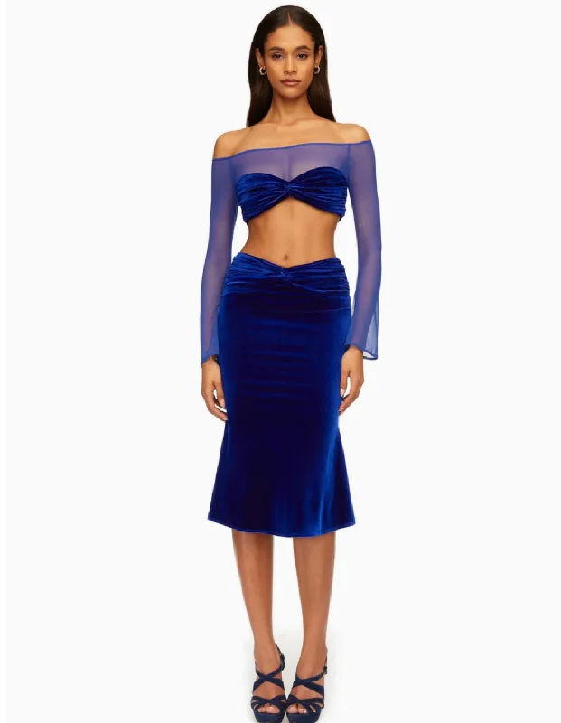 African Dresses with Culture -ROYAL BLUE VELVET FLARE SKIRT