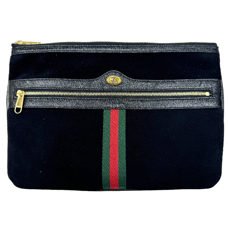 Handle bags with lightweight fabric for ease -Gucci  Suede Leather Clutch Bag (Pre-Owned)