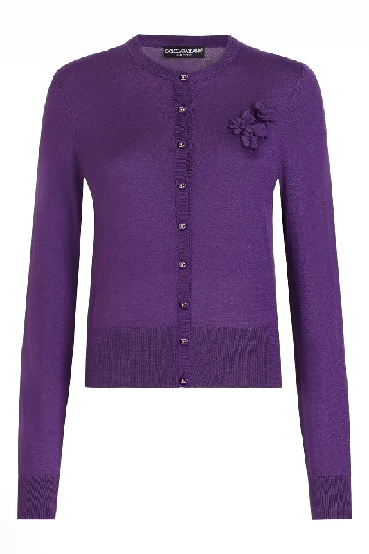 Modern - style cardigan for a contemporary feel -Flower Applique Cardigan