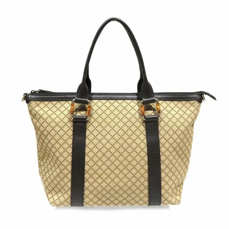 Durable handle bags for heavy-duty everyday use -Gucci Diamante   Canvas Leather Tote Bag (Pre-Owned)