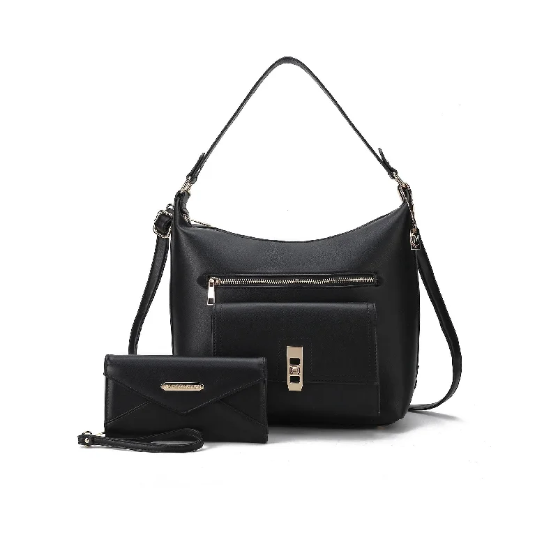 Handle bags with laptop sleeves for work -Mkfcollection Clara Shoulder Bag And Set Vegan Leather Designer Handbag