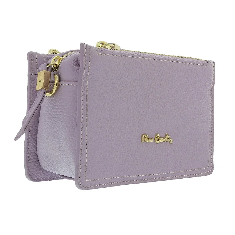 Handle bags with bold stripes for trendiness -Pierre Cardin Lilac Leather Small Structured Square Crossbody Bag for womens