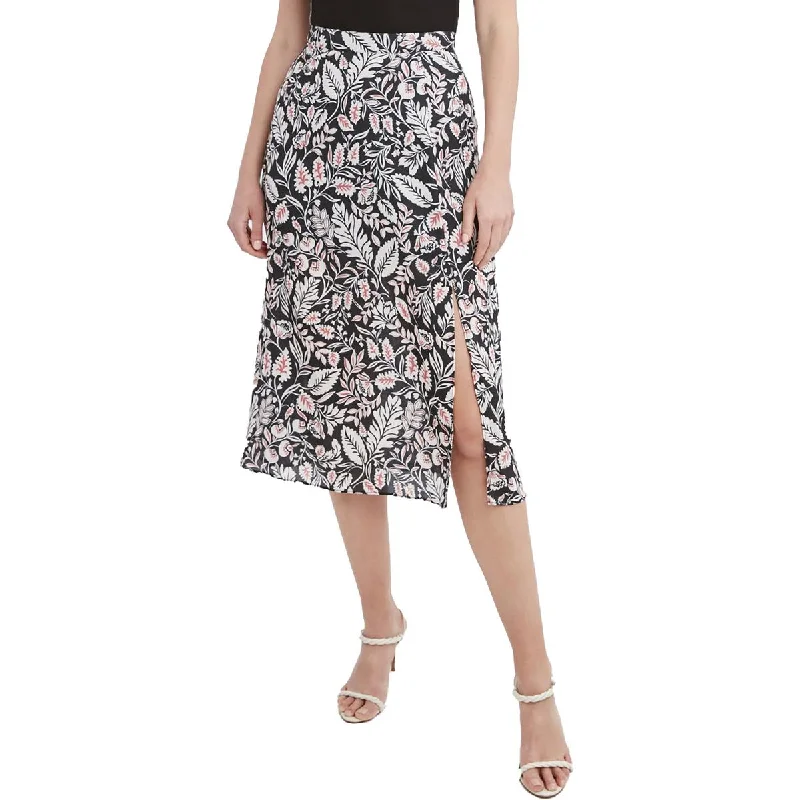 Elastic Dresses for Fit -BCBGMAXAZRIA Womens Midi Floral Print A-Line Skirt