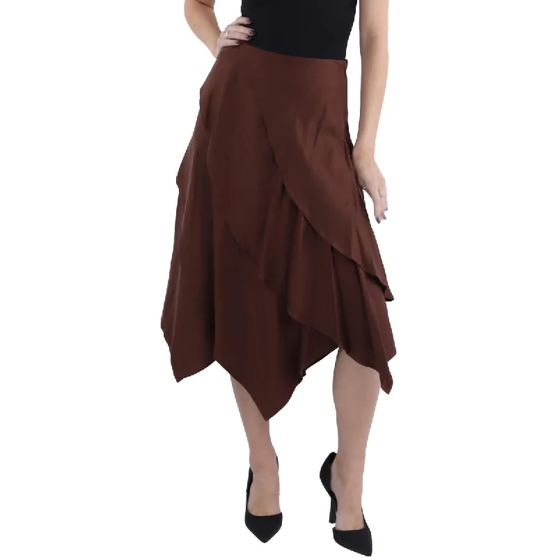 Capri Dresses for Playful -BCBGMAXAZRIA Womens Tiered Mid Calf Asymmetrical Skirt