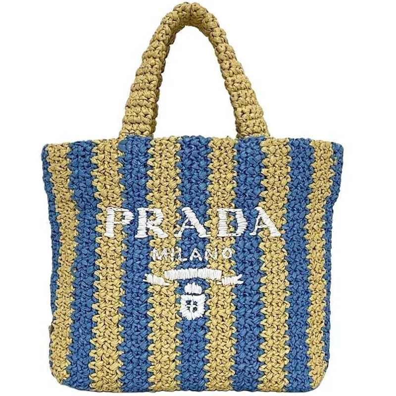 Handle bags with padded straps for comfort -Prada  blue Straw Handbag Tote Bag (Pre-Owned)