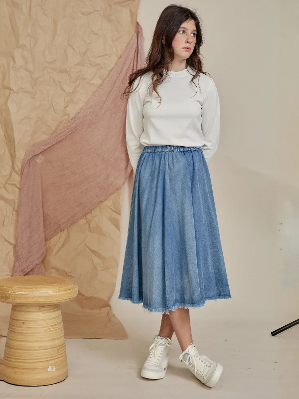 Beige Dresses for Neutral -Vibe Moral Denim Skirt