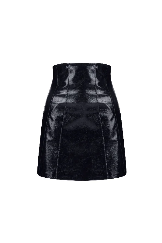 Printed Dresses with Patterns -High Waist Faux Leather Mini Skirt