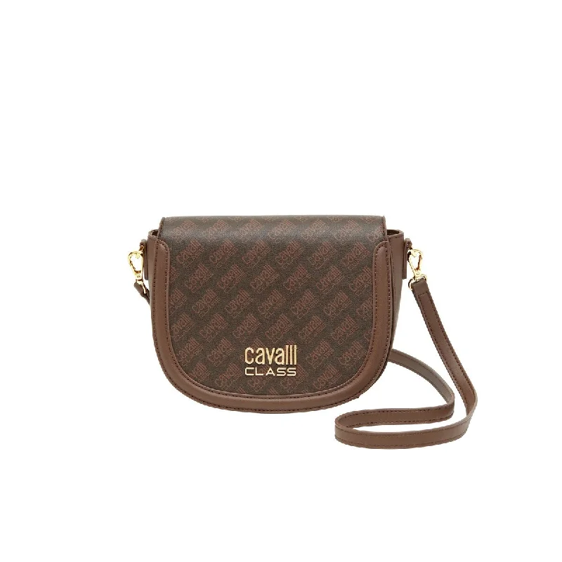 Handle bags with neutral leather for elegance -Cavalli Class TORINO Brown Medium Crocco Saddle Crossbody bag for womens