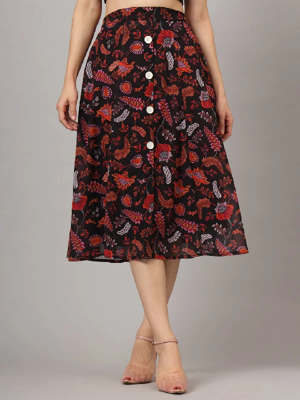 Wedding Dresses for Bridal Look -Floral Printed Flared Midi Skirt