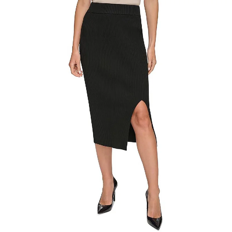 Retro Dresses for Throwback -DKNY Womens Pencil Ribbed Midi Skirt