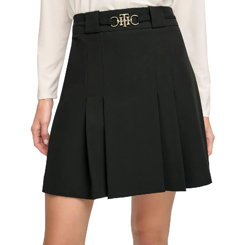 Casual Dresses for Everyday -Tommy Hilfiger Womens Logo Belt Short A-Line Skirt