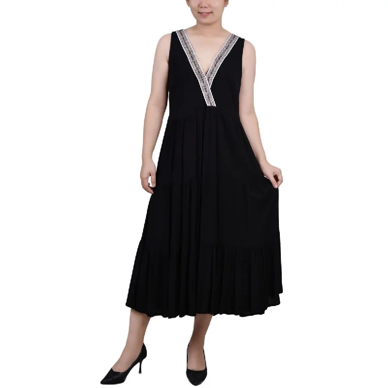 Zippered Dresses for Convenience -NY Collection Womens Petites Tiered Long Maxi Dress