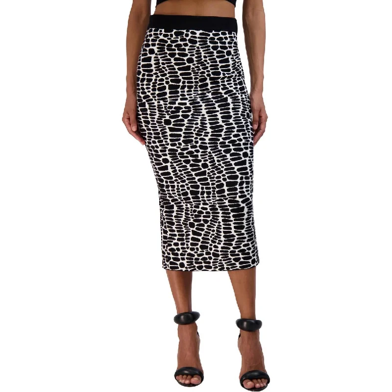 Modern Dresses for Trendy -BCBGMAXAZRIA Womens Animal Print Back Slit Pencil Skirt