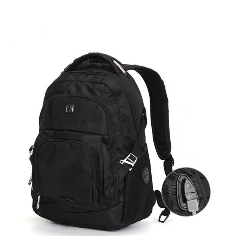 Budget-friendly backpack for thrifty adventure seekers -Swiss Design Medium Travel Backpack with USB Charging and Headphone Cord Port