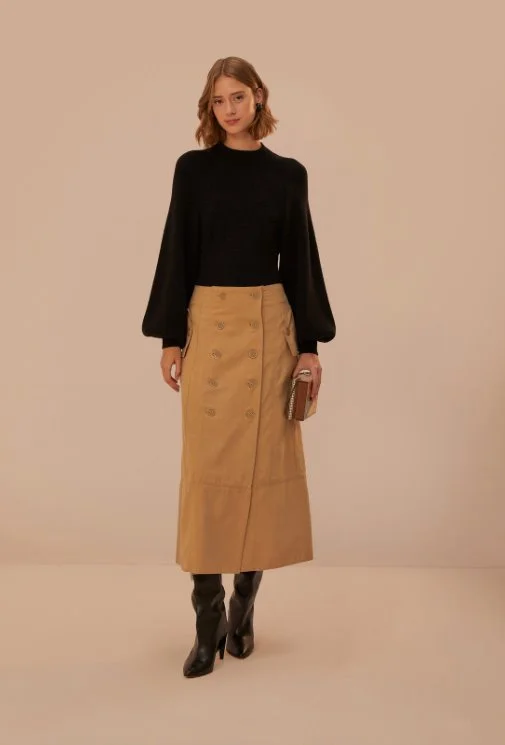 Sheath Dresses for Sophisticated -Brown Yoked Midi Skirt