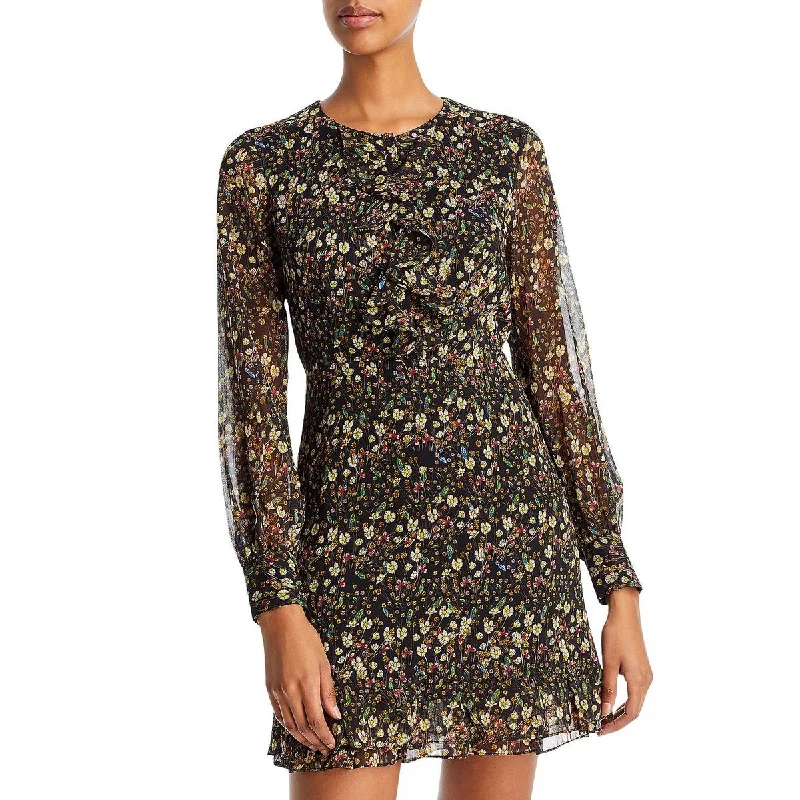 Black Dresses for Versatile -French Connection Womens Hallie Chiffon Floral Print Mini Dress