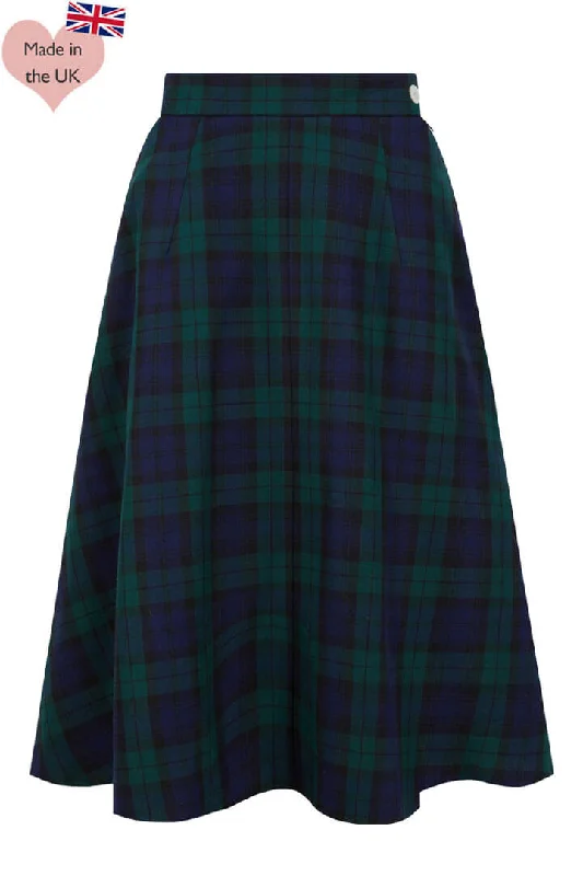 Bridesmaid Dresses for Ceremony -Joan A Line Skirt In Green Tartan