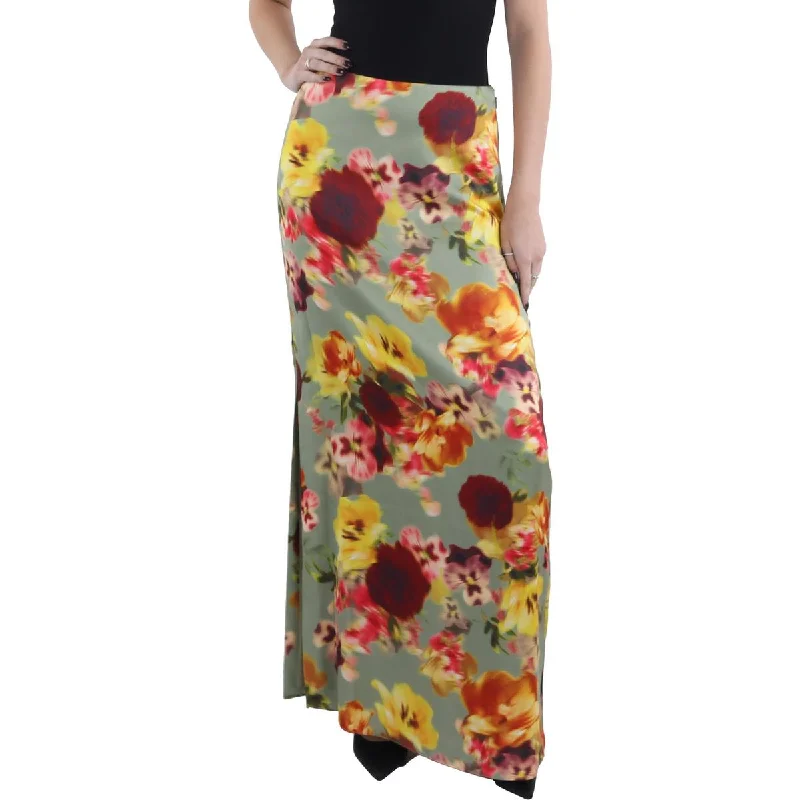 Flared Dresses for Retro -BCBGMAXAZRIA Womens Floral Prnt Split Hem Maxi Skirt