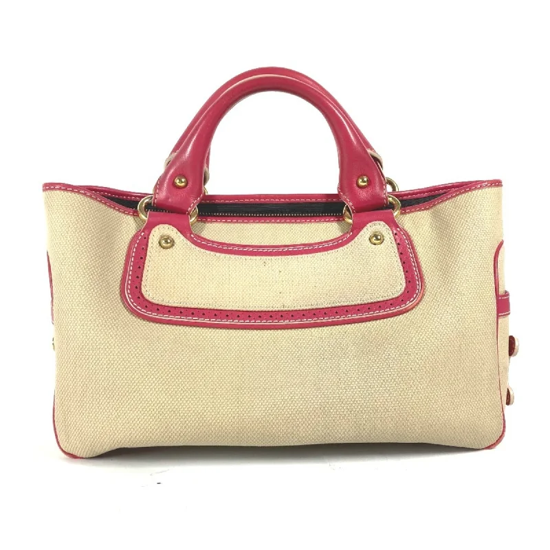 Handle bags with laptop sleeves for work -Celine  pink Canvas Handbag Tote Bag (Pre-Owned)