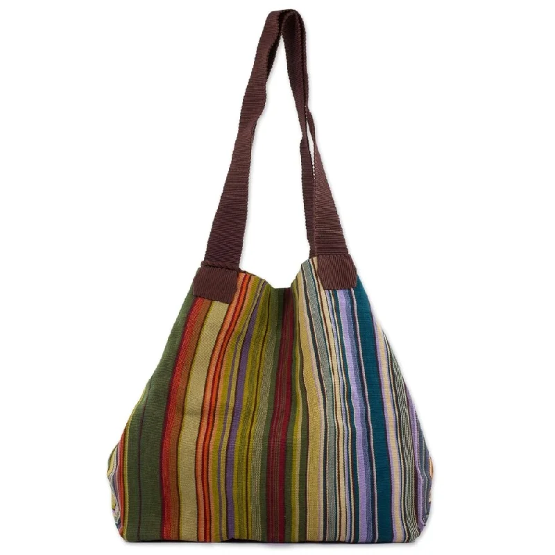 Handle bags with lightweight fabric for ease -Handmade Earth And Sky Cotton Tote (Guatemala)