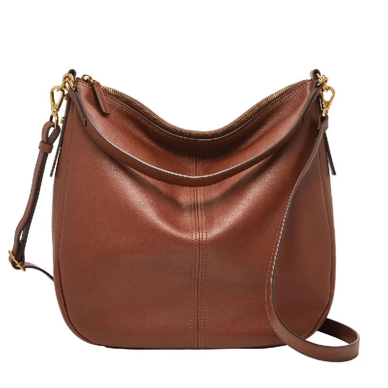 Handle bags with detachable pouches for versatility -Fossil Womens Jolie Leather Hobo Purse Handbag Brown Model ZB1434200