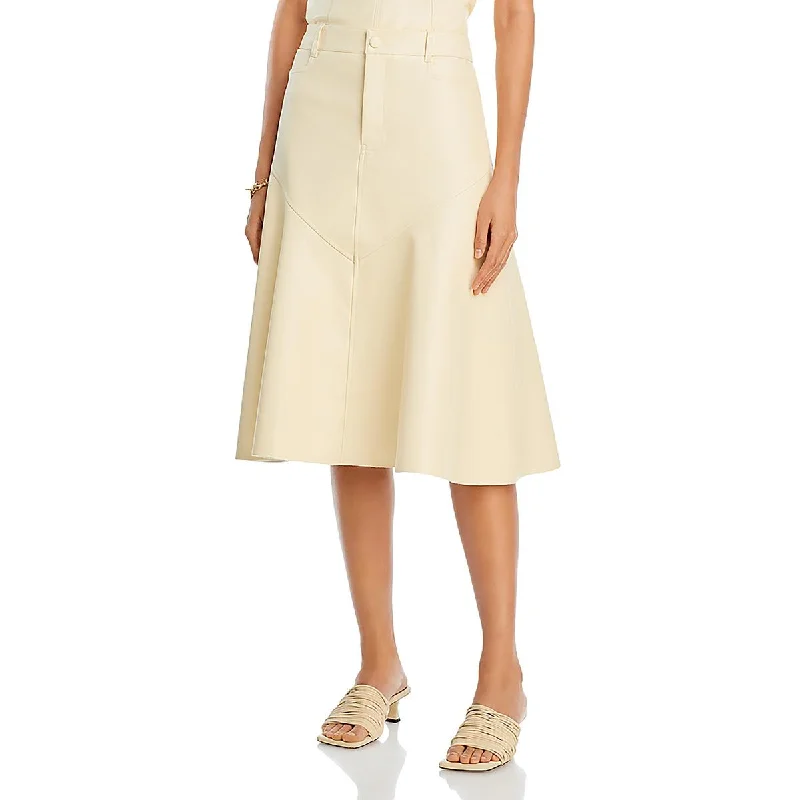 Mother's Day Dresses for Gift -Proenza Schouler Womens Jesse Faux Leather Long A-Line Skirt