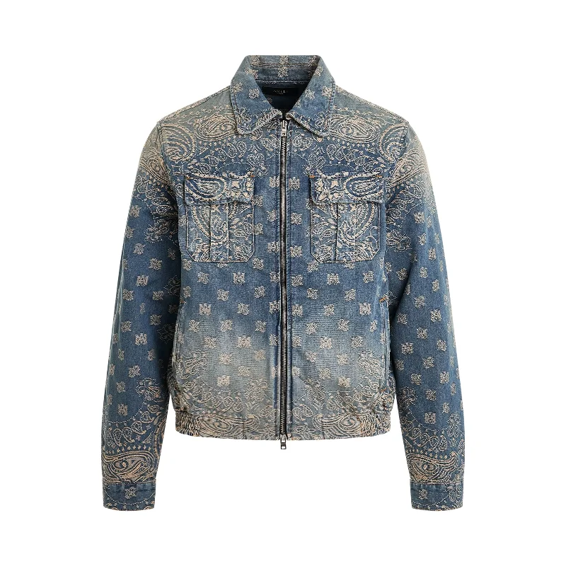 Rugged backpack for off-road motorcycle trips -Bandana Jacquard Blouson in Crafted Indigo