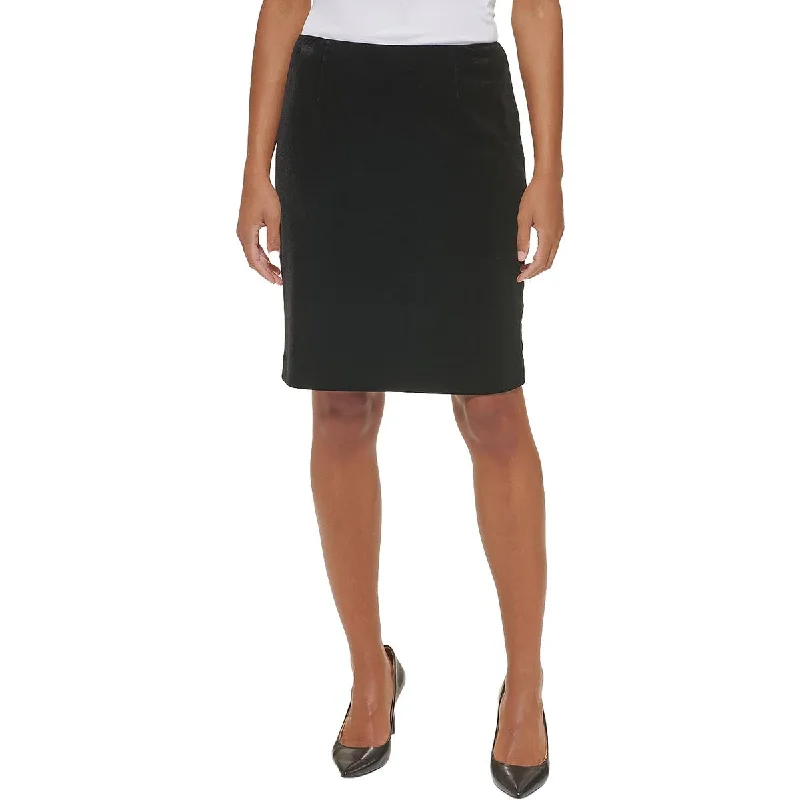 Lace Dresses for Delicate -Calvin Klein Womens Velvet Above Knee Pencil Skirt