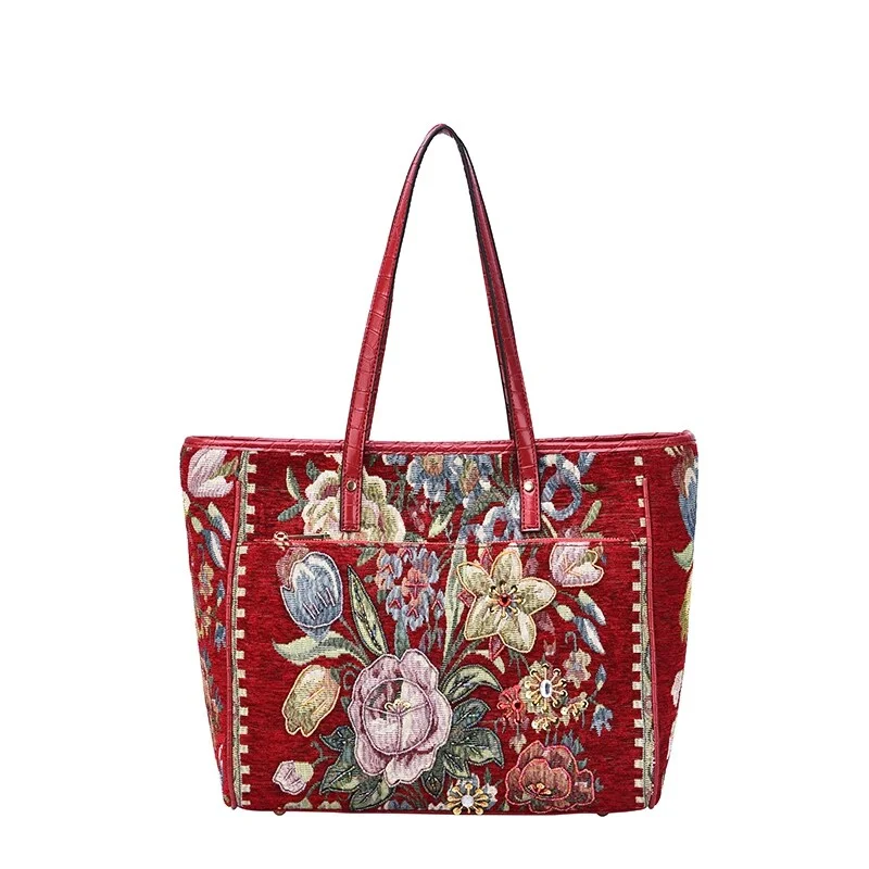 Handle bags with neutral leather for elegance -Mellow World Flower Shop Hand Beaded Tote