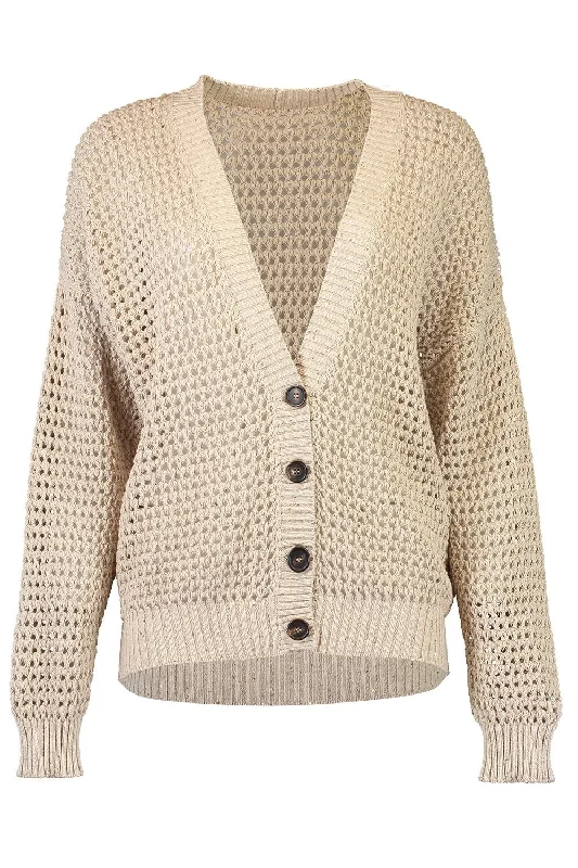 V - neck cardigan to elongate the neck -Dazzling Net Cardigan