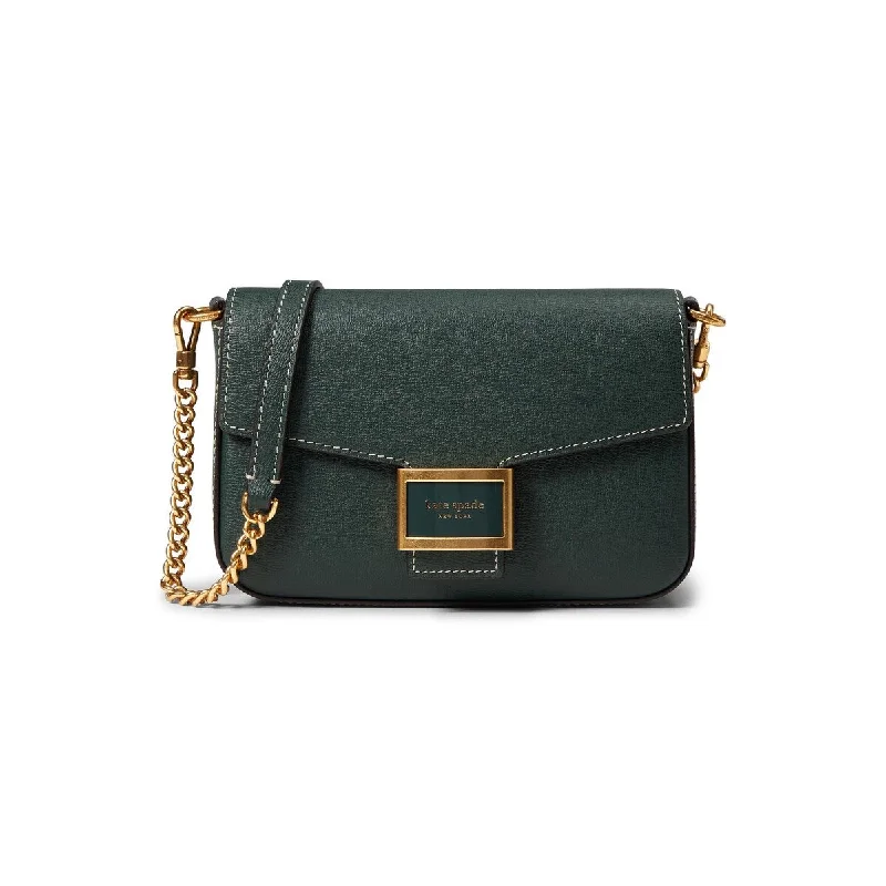 Handle bags with elegant gold-tone hardware -Kate Spade New York Katy Textured Leather Flap Chain Crossbody