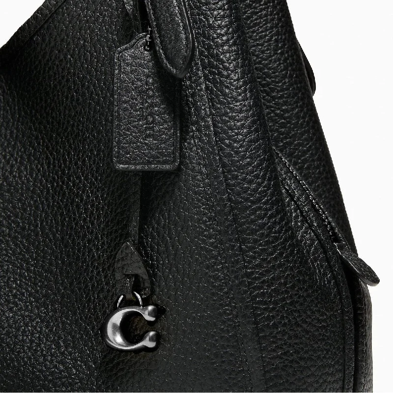 Handle bags with side pockets for organization -COACH Soft Pebble Leather Lori Shoulder Bag PewterBlack