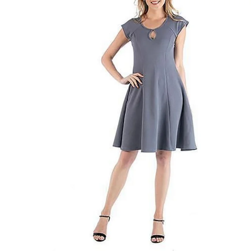 Green Dresses for Nature -24seven Comfort Apparel Womens Pleats Scoop Neck Fit & Flare Dress