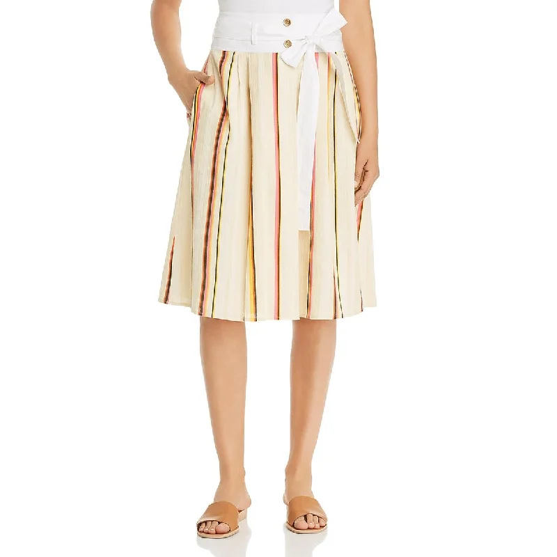 A-line Dresses for Flattering -Tory Burch Womens Cotton Ruched Midi Skirt