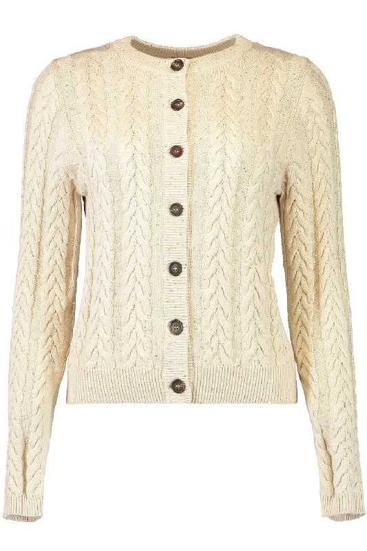 Tasseled - cardigan for a playful touch -Dazzling Double Cable Cardigan