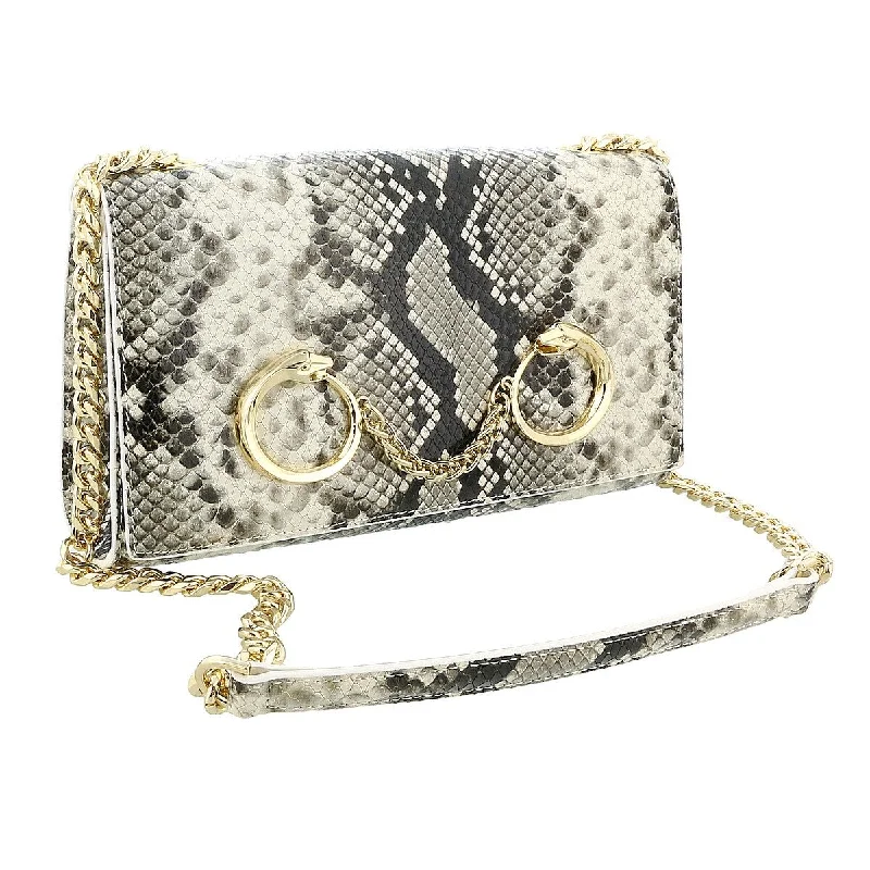 Handle bags with bright neons for visibility -Roberto Cavalli Class BeigeTextured Millie Deluxe Small Clutch for womens