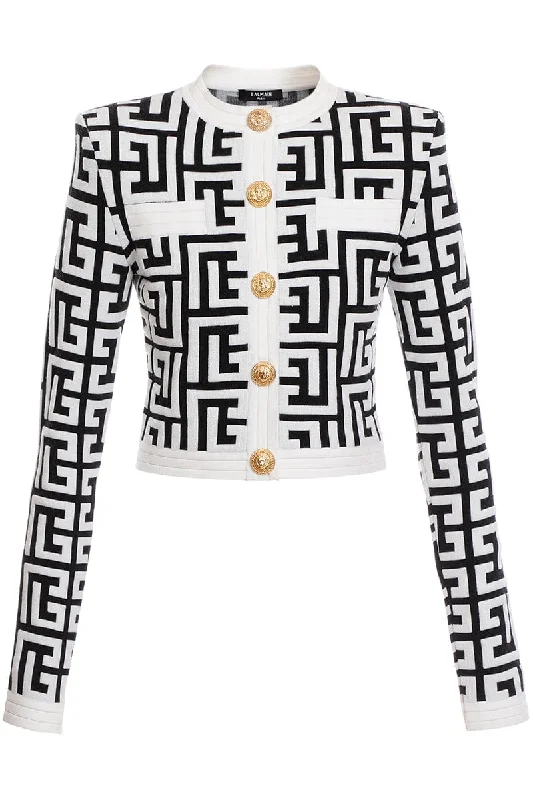 White - cardigan for a clean and fresh look -Monogram Cropped Cardigan